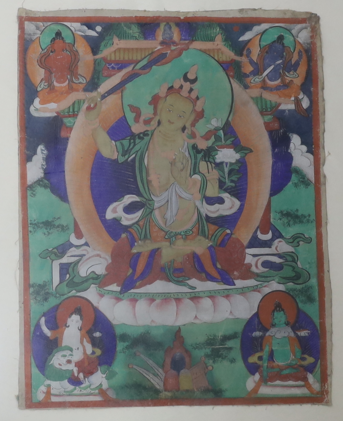 Tibetan School, set of six gouaches, Deities, 31 x 24cm